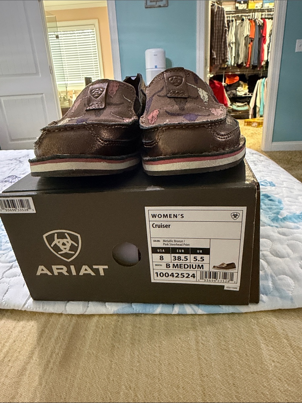 Ariat Cruiser Slip-On Loafers in Metallic Bronze with Pink and Gray Accents
